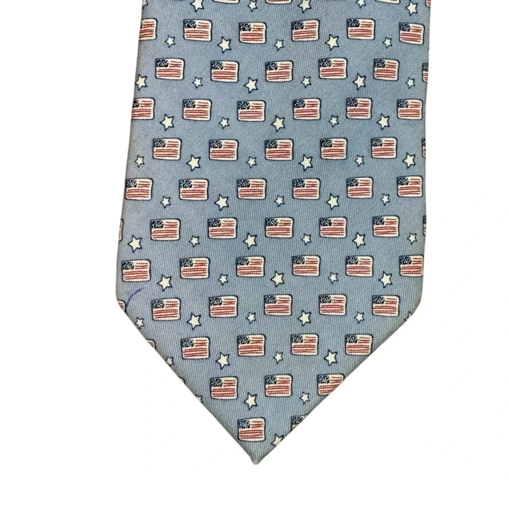 Vineyard Vines Mens American Flag Stars Silk Tie Patriotic USA Made Hand Made